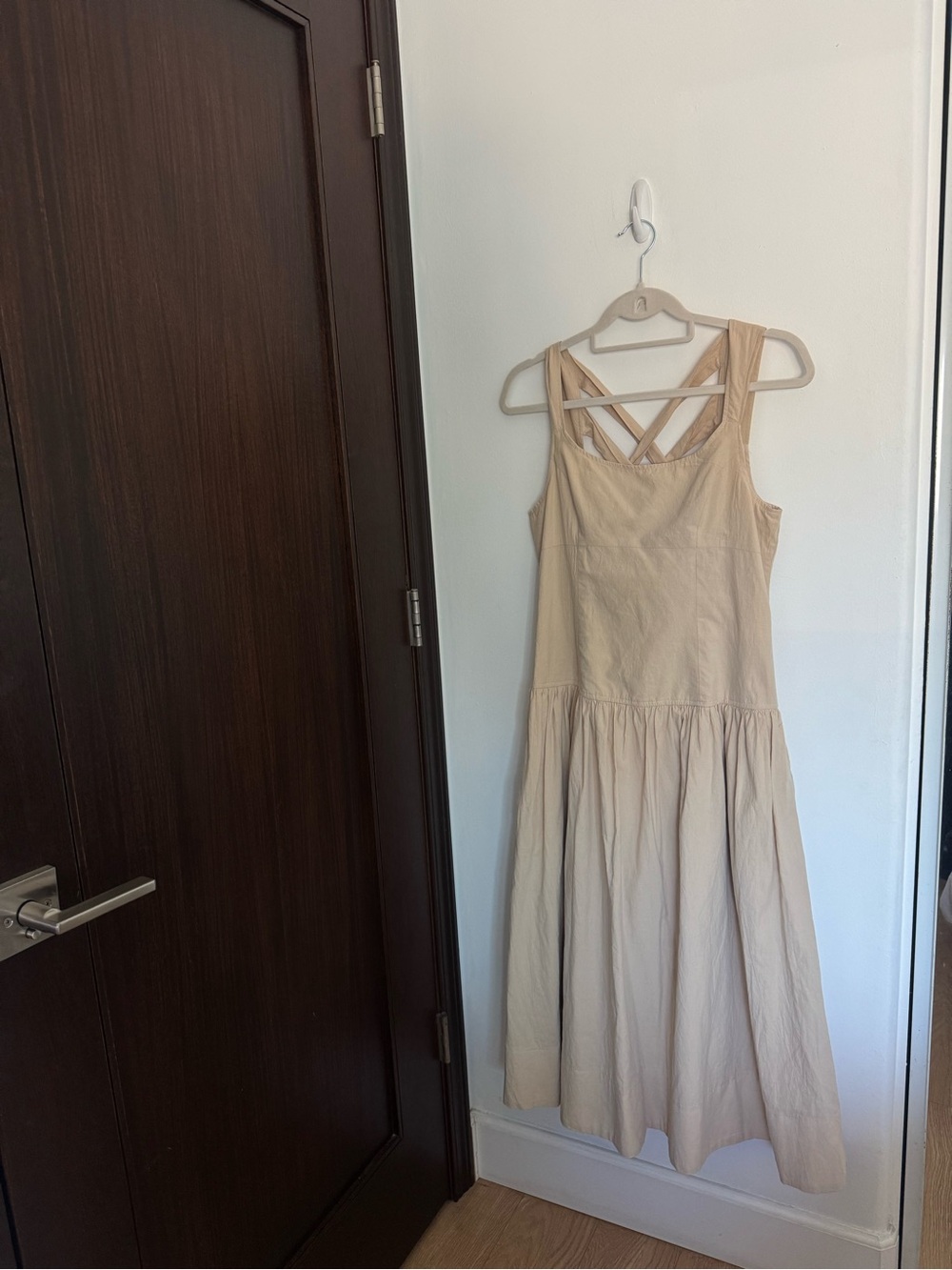 NEW Lilyful Cream Midi Dress with Cross-Back Straps